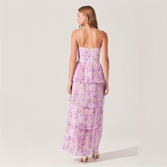 New ASTR Lavender Tier Ruffle Floral Maxi Dress Revolve - Picture 3 of 7
